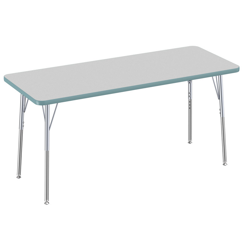 Table rectangulaire d'activité rectangulaire avec pieds réglables, Gris / écume de mer, Roulement pivotant standard
