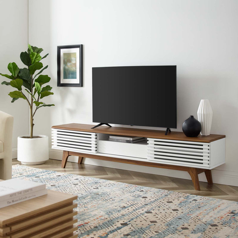 Modway Render TV Stand, Walnut/White, 17"H x 70"W 13.5"D