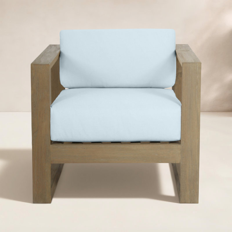 Coastal Teak Patio Chair with Sunbrella Cushions, Canvas Skyline Sunbrella®