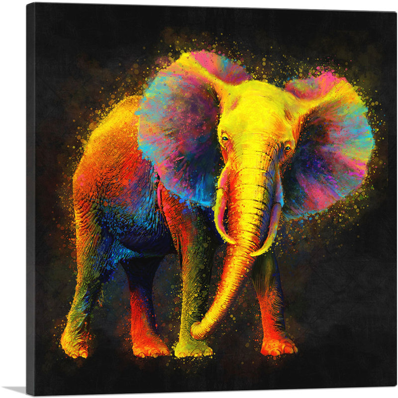 Éléphant d'Afrique asiatique - impression sur toile tendue, H 26 po x l 26 po x P 1,5 po