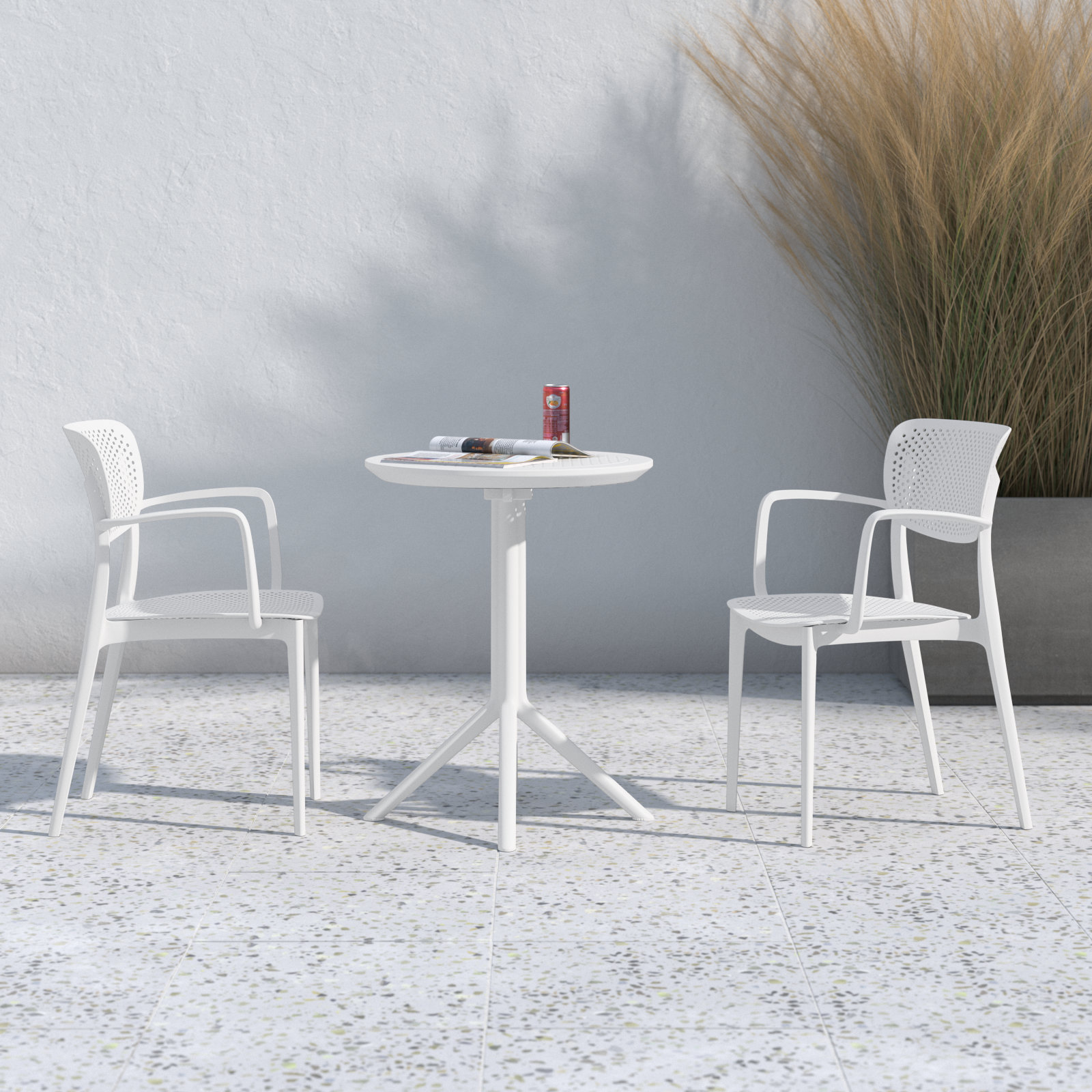Farrah 24" Patio Bistro Set, White