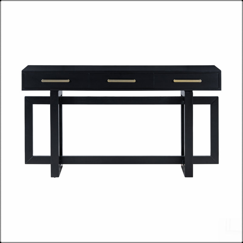 Elegant Console Table with Three Drawers, Extra Long Entryway Table for Entryway, Hallway, Black