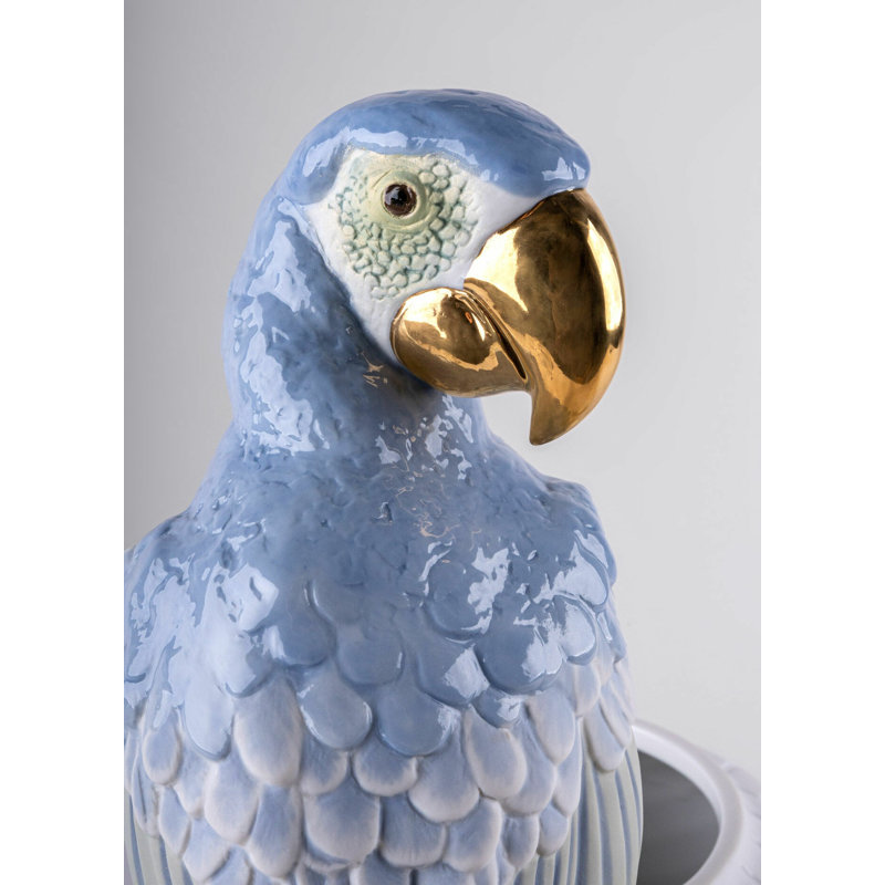 Macaw Bird Vase, Blue/Green/White