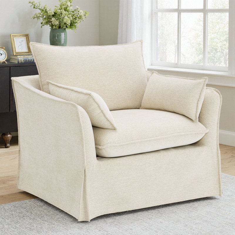 Chaise d'appoint en lin avec 2 coussins Shane
