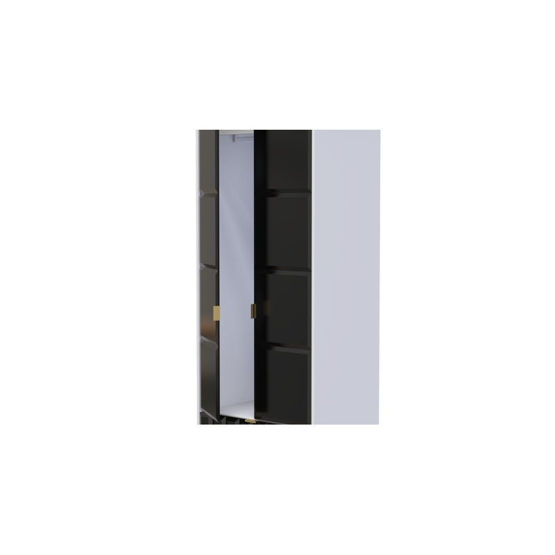 Fully Assembled 3 Door Wardrobe, 197cm H x 74cm W x 53cm D, Black/White