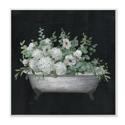 Vintage Clawed Bathtub Botanical White Flower Bouquet by Nan - Painting