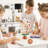 Wooden Play Food Cutting Vegetable Set, Pretend Play Toy Food for Play Kitchen with Shopping Bag