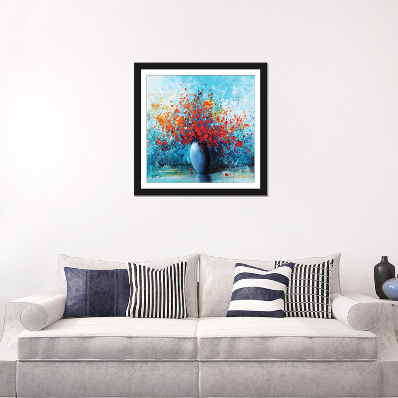 Bouquet de joie - reproduction d'art murale - papier d'art encadré, H 24 po x l 24 po, Noir