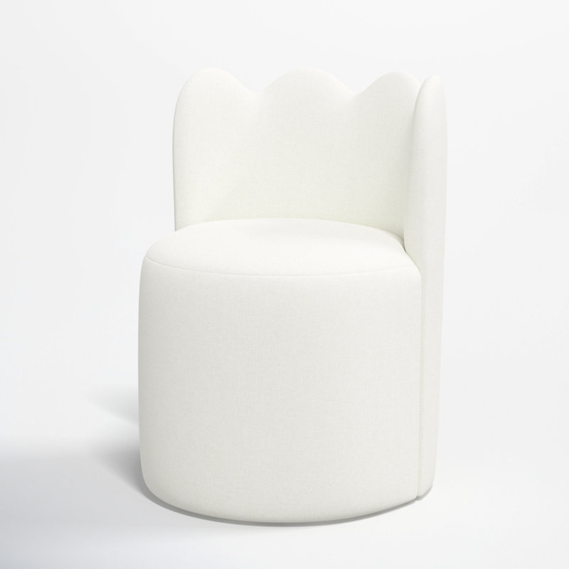 Wavy Back Dining Chair, Zuma White Textured Linen