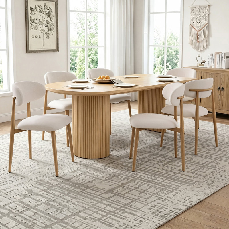Chaises de salle à manger rembourrées Blondelle, 6, Bois jaune clair