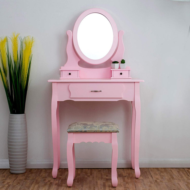 Condit Dressing Table with Mirror, Pink