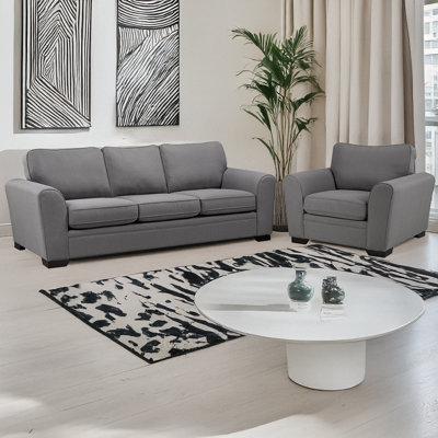 Beattie Fabric Sofa & Chair Set, Gray
