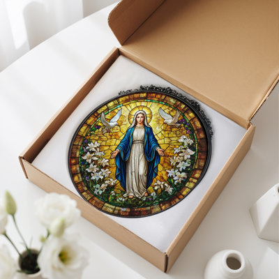 Religious Stained Glass Stained Glass Window Panel，12"H