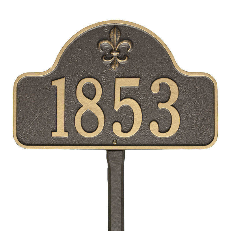 Lexy 1-Line Lawn Address Sign, Bronze/Gold, Yes