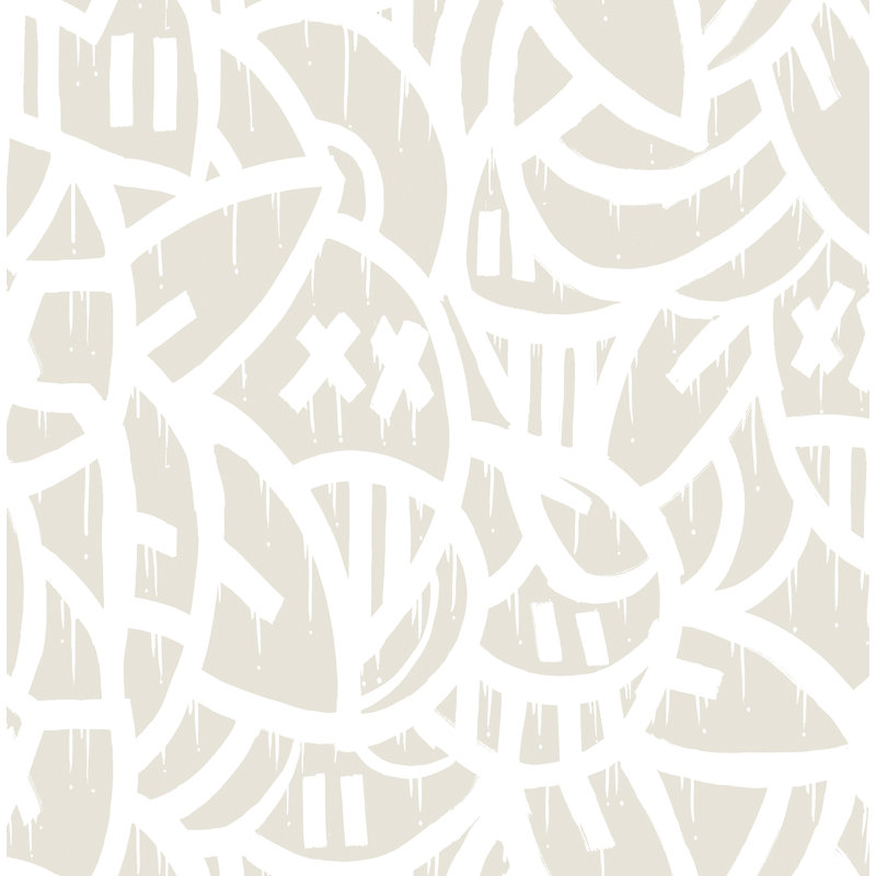 Papier peint crème avec arrangements audacieux, Blanc cassé