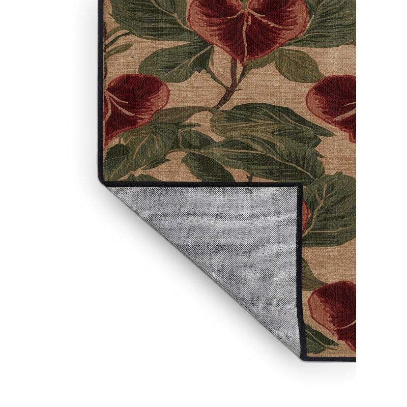 Tapis botanique brun lavable à la machine, Carré 4 pi