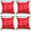 Allexandria Indoor / Outdoor Floral Red Square Throw Cushion Cover Pack Of 4