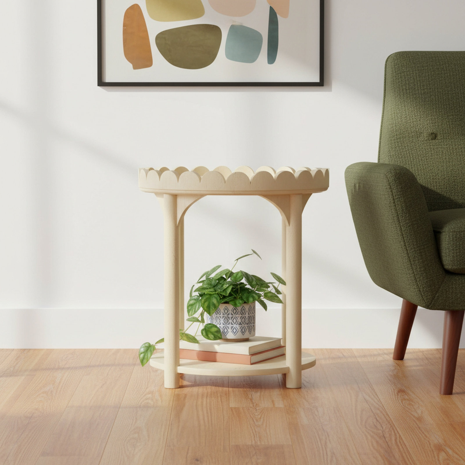Madeline 20" Mango End Table, White