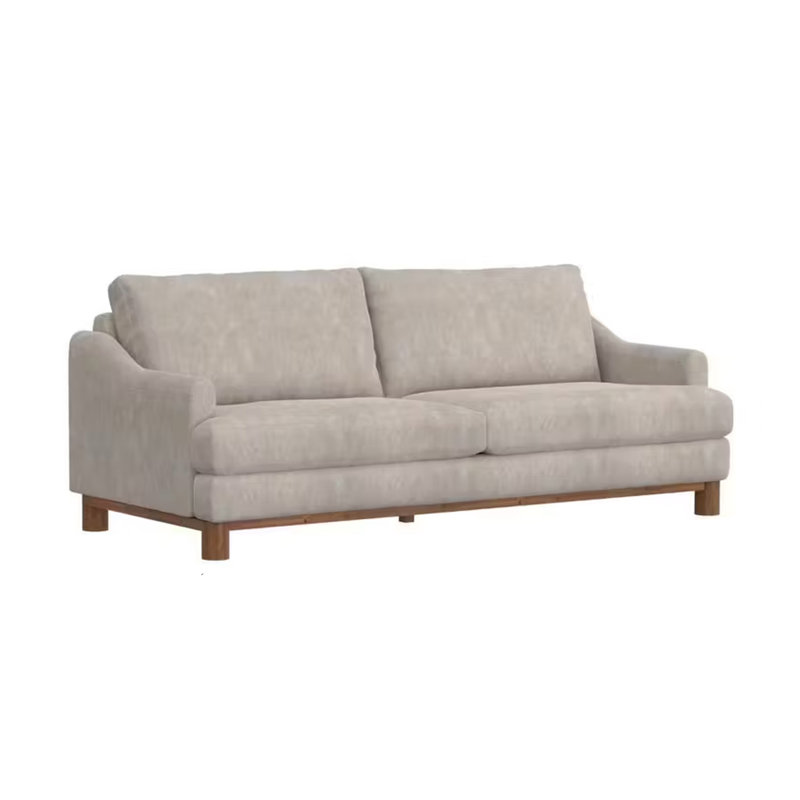 Canapé Samari, Oyster Grey Faux Leather, 37.5" H x 85" W x 39" D
