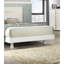 Structure de lit double, DEL sous le lit, design contemporain blanc / or, bois d'ingénierie, métal, garniture en acrylique, matelas blanc / or moderne, prêt, housses-856854917