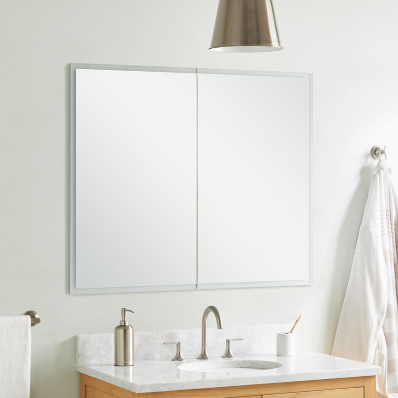 Tiverton 39" x 31-7/8" Lighted 2 Door Medicine Cabinet with Adjustable Color Temperature