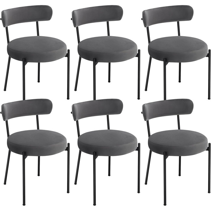 51cm H Upholstered Upholstered Back Cantilever Chair, Grey/Brown/Blue, 6