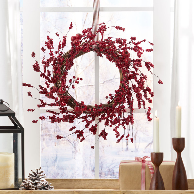Hazlett Handcrafted Faux Berry Polyester 23.5'' Wreath