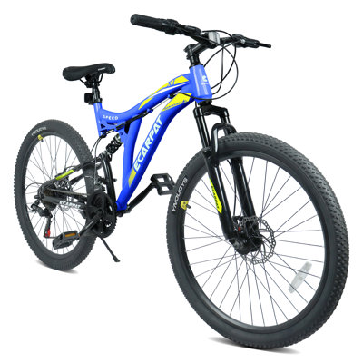 26 Inch Mountain Bike With 21-speed & Full Suspension, High Strength Steel Frame, Alloy Rims, Dual Disc Brakes For All Terrains