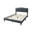 Lit monobloc de style vintage moderne, en toile de jute brune, avec garniture cloutée.-1259536092-1259536089