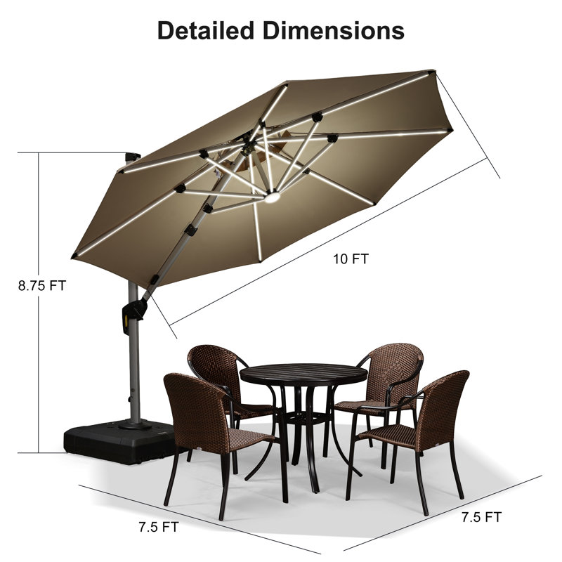 Parasol rond en aluminium 120 po, Beige