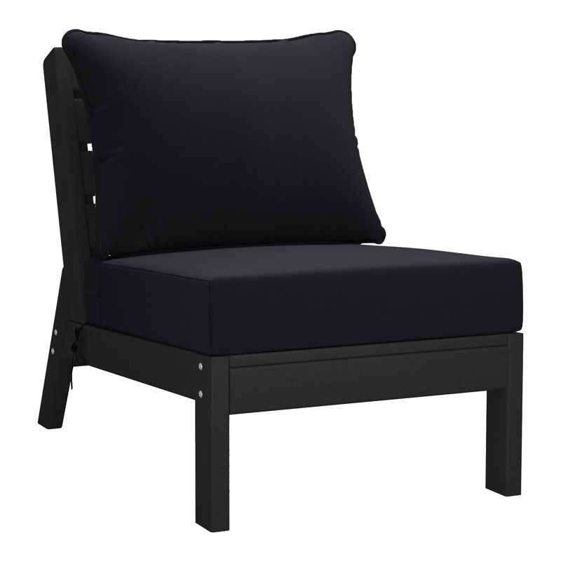 Deep Seating Armless Chair With Cushions, Black, Black