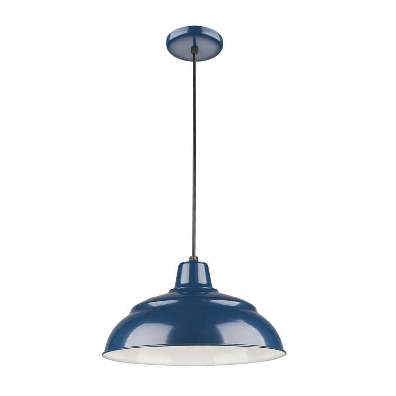 Luminaire suspendu simple en forme de dôme à 1 lumière Abrahamson, Bleu marine, H 8,25 po x l 14 po x P 14 po