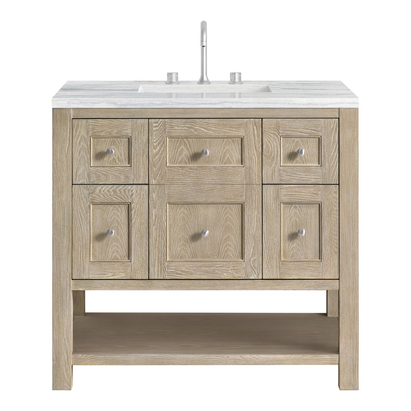 Breckenridge 36'' W Single Vanity, Whitewashed Oak, 8" Widespread, Parisien Bleu