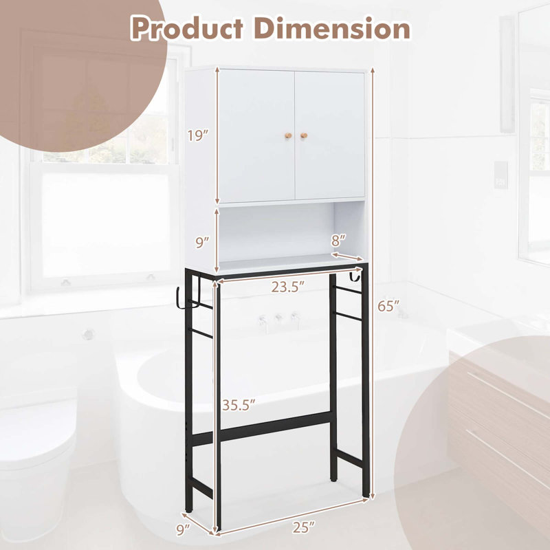 Over The Toilet Storage Cabinet Free Standing Toilet Rack With Adjustable Shelf, White