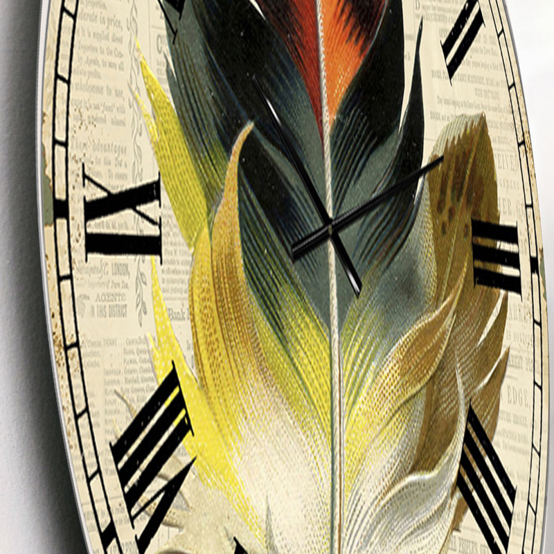 Horloge murale surdimensionnée colorée Elegant Feather III, Petit