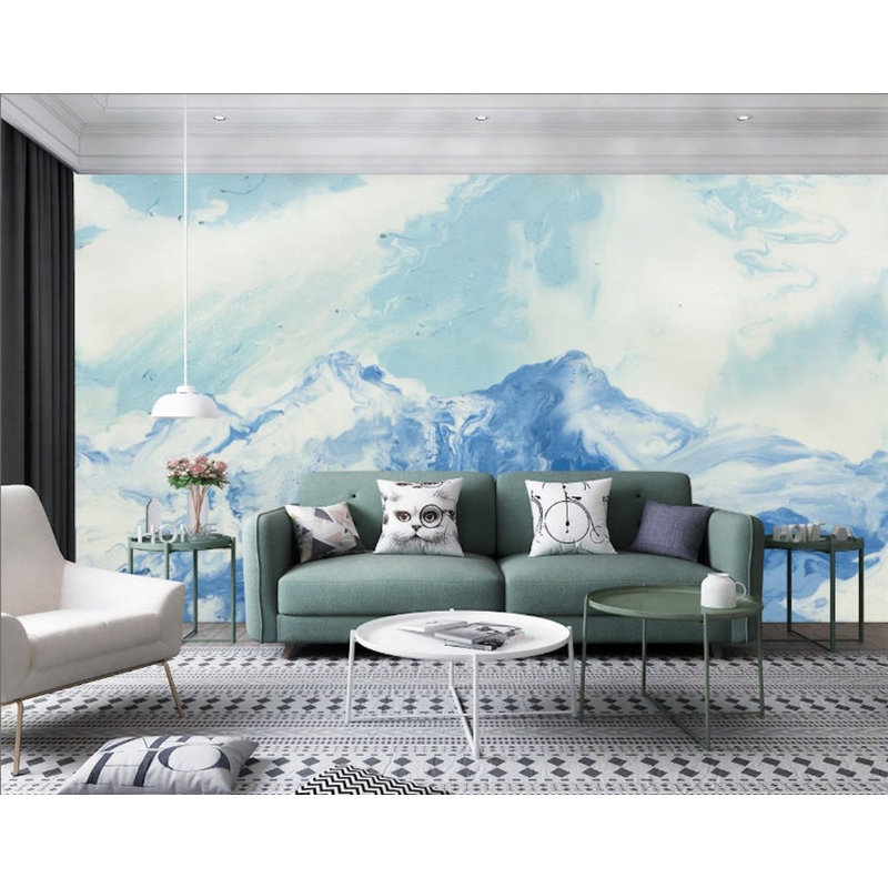 Papier peint amovible contemporain Blue Mountainscape, L 9 po x l 15 po