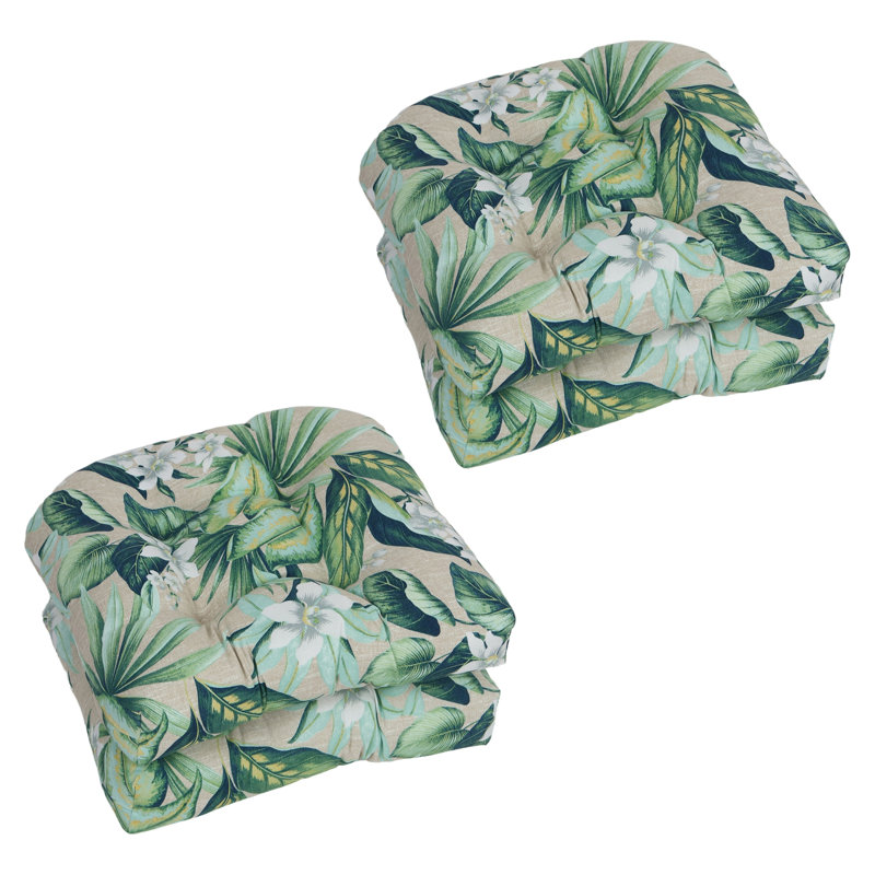 Outdoor 5'' Rocking Chair Seat Cushion, Beige/Green Floral