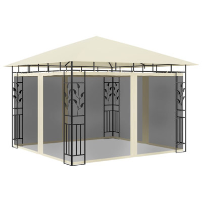 Pavillon de jardin avec moustiquaire crème 9,8 x 9,8 x 9 pi 0,6 oz par pied carré