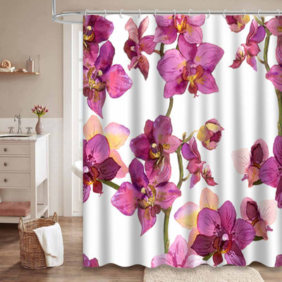 Floral orchidée mauve à l'aquarelle tropicale sur fond blanc avec 12 crochets