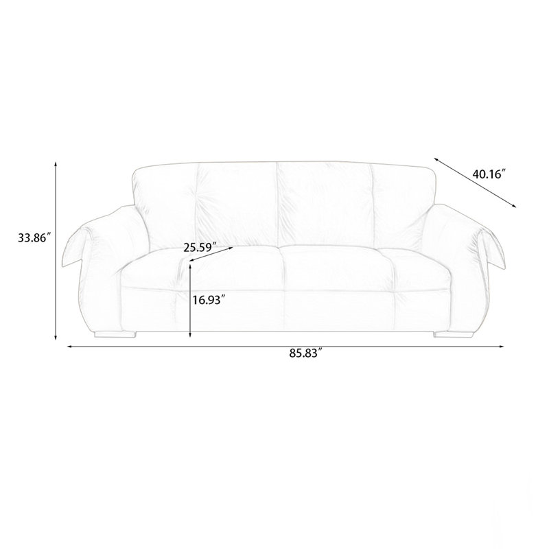 Causeuse coussin orange en cuir véritable, Orange