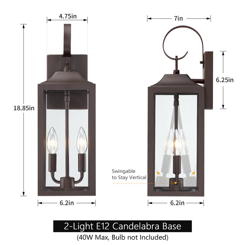 Aurelia18" 2-Light Outdoor Wall Light, Oil Rubbed Bronze