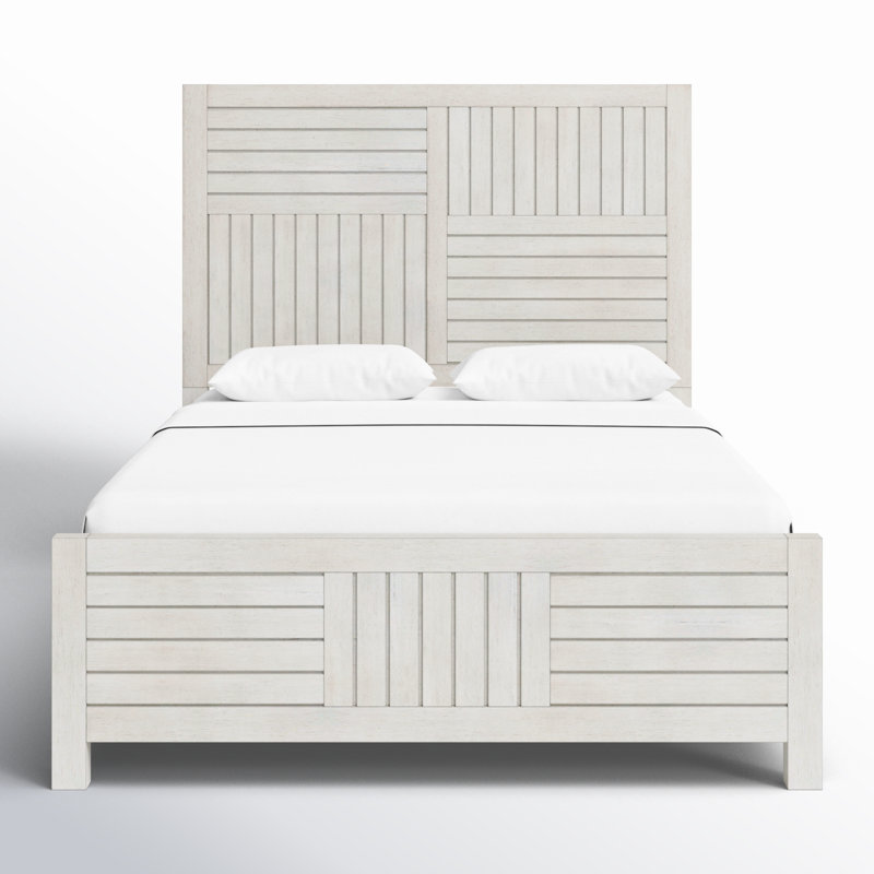 Tyson Solid Wood Panel Bed, Stone Path White, Full
