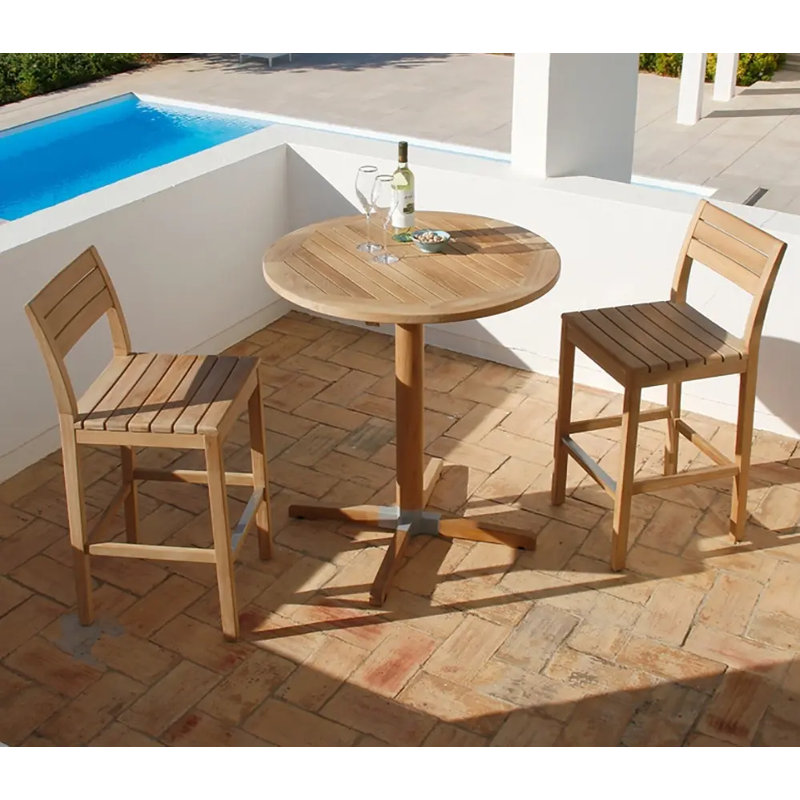 Bermuda Outdoor Round Teak Bar Table, 39" H x 35" W x 35" D