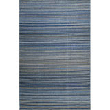 5x8 Blue Hand-Knotted Wool Horizon Stripe Geometric Modern Contemporary Carpet Rug