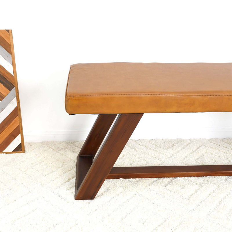 Banc en cuir véritable Marley brun clair