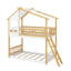 Lit superposé simple au-dessus d'un lit simple en bois avec toit, fenêtre et échelle