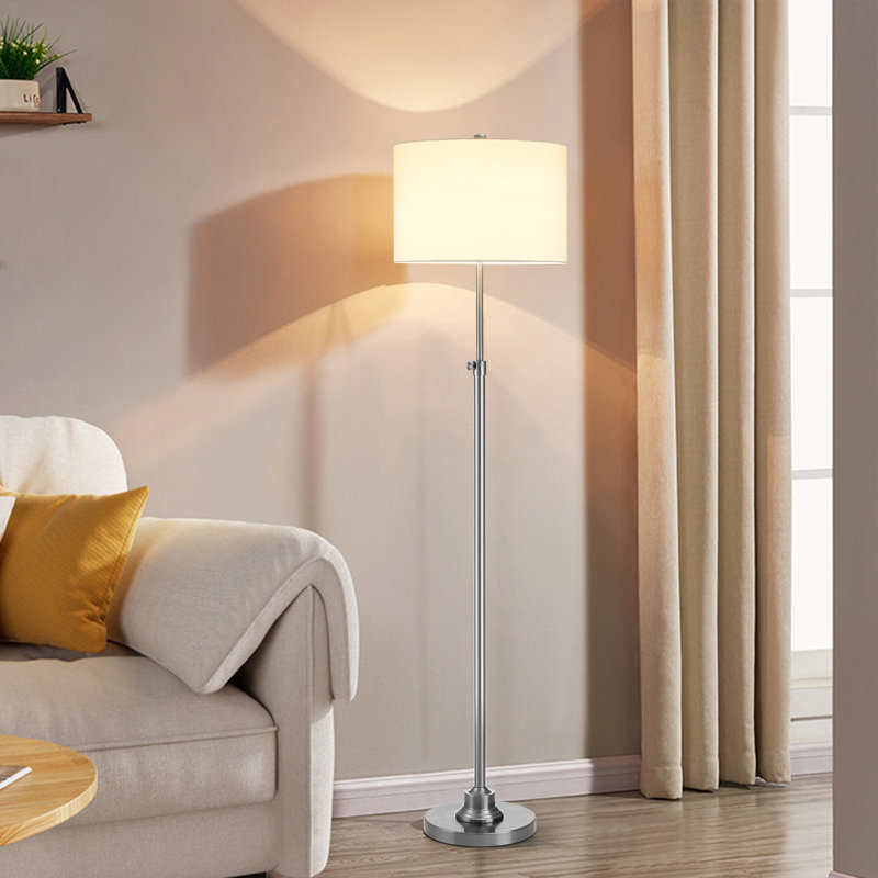 Lampe sur pied réglable 64,5 po, Nickel brossé