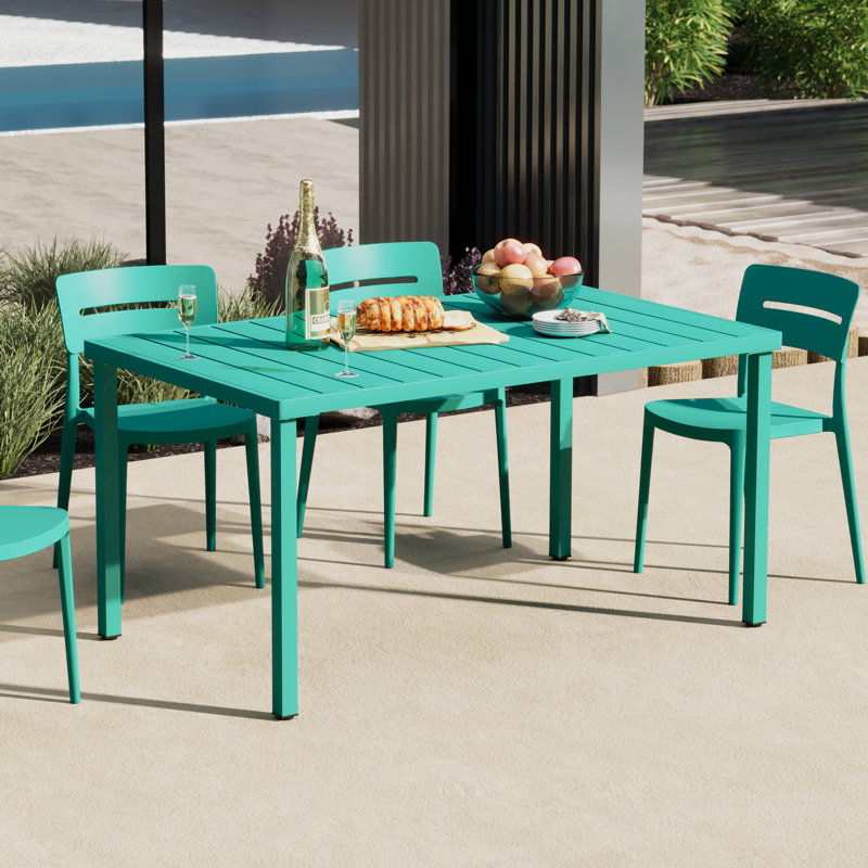 Table de salle à manger rectangulaire 59 po x 35,4 po, Turquoise