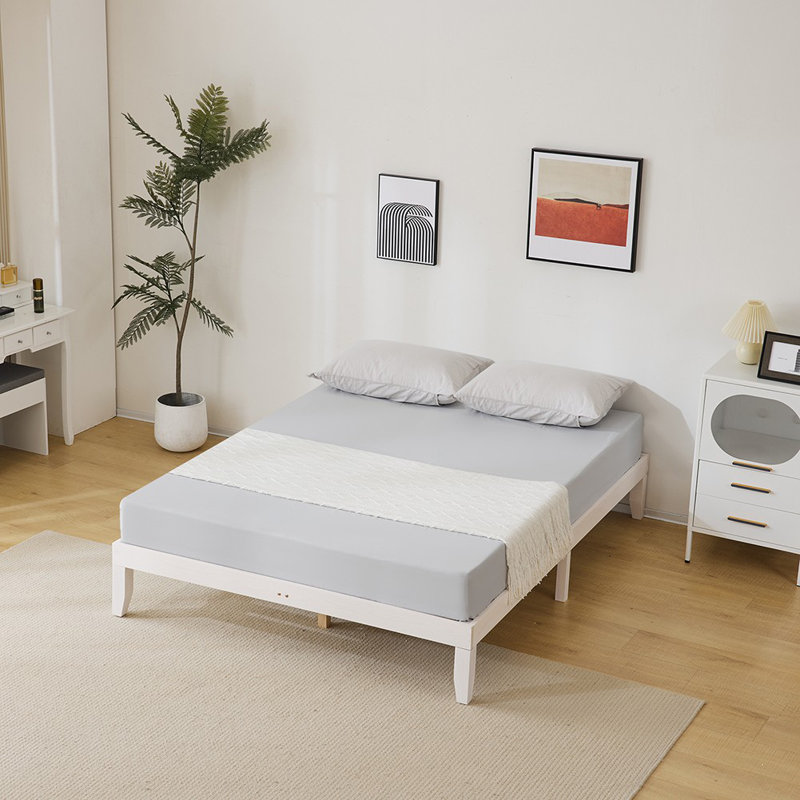 Basic Wooden Bed Frame, White, Full / Double