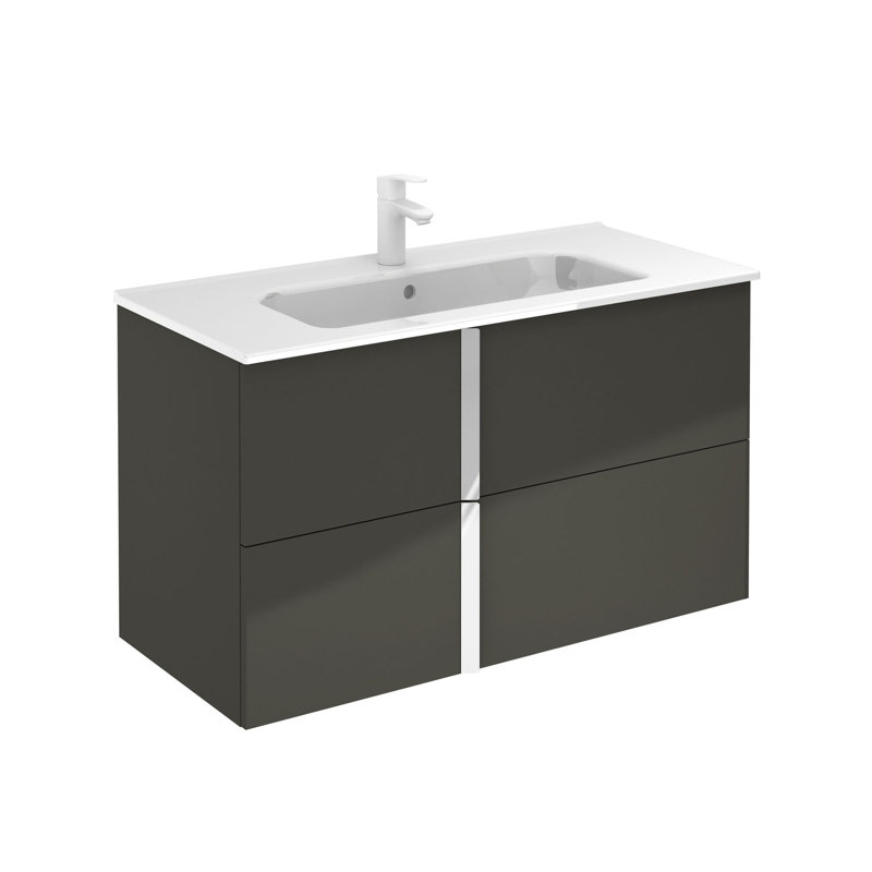 Ensemble de meuble-lavabo mural simple 40 po Miguel, Anthracite